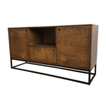 Minimalistyczna komoda ze sklejki, z prostymi liniami i matowym wykończeniem. Idealna do wnętrz w stylu skandynawskim, z przestronnymi półkami na książki, odzież i akcesoria.